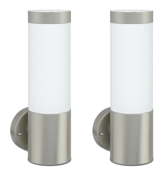 Appliques murales outdoor 2 pcs en acier inoxydable argent IP44 | Mobilier & Déco