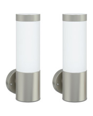 Appliques murales outdoor 2 pcs en acier inoxydable argent IP44 | Mobilier & Déco