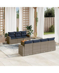 Salon de jardin 8 pcs avec coussins gris résine tressée | Mobilier & Déco