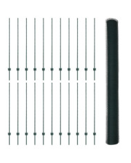 Piquets de clôture 11 pcs U-Channel vert 140 cm en acier, Clôture hexagonale verte 1,4x50 m en acier | Mobilier & Déco