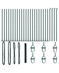 Clôture Hexagonale Verte 1.4x50 m Acier, Poteaux de Clôture avec Plaques de Base 13 pcs Ø32mm 78.5cm Acier Galvanisé | Mobilie