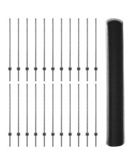 Piquets de Clôture 22 pcs U-Channel Gris 120 cm Acier, Clôture Hexagonale Grise 1,2x50 m Acier | Mobilier & Déco