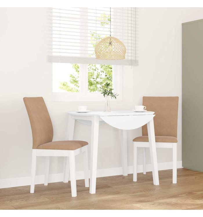 Chaises à manger coussins 2 pcs blanc bois massif caoutchouc | Mobilier & Déco