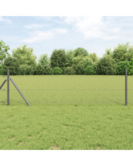 Clôture Hexagonale Grise 0.8x10 m Acier, Poteaux de Clôture 7 pcs Grise Ø32 mm 120 cm Acier Galvanisé | Mobilier & Déco