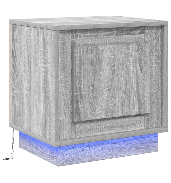 Table de chevet avec lumières LED Gris Sonoma 44x34,5x45 cm | Mobilier & Déco