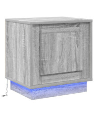 Table de chevet avec lumières LED Gris Sonoma 44x34,5x45 cm | Mobilier & Déco