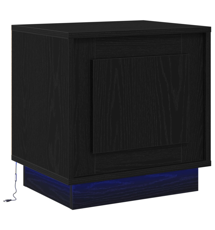 Table de chevet avec lumières LED Chêne noir 44x34,5x45 cm | Mobilier & Déco