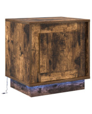 Table de chevet avec lumières LED Chêne fumé 44x34,5x45 cm | Mobilier & Déco