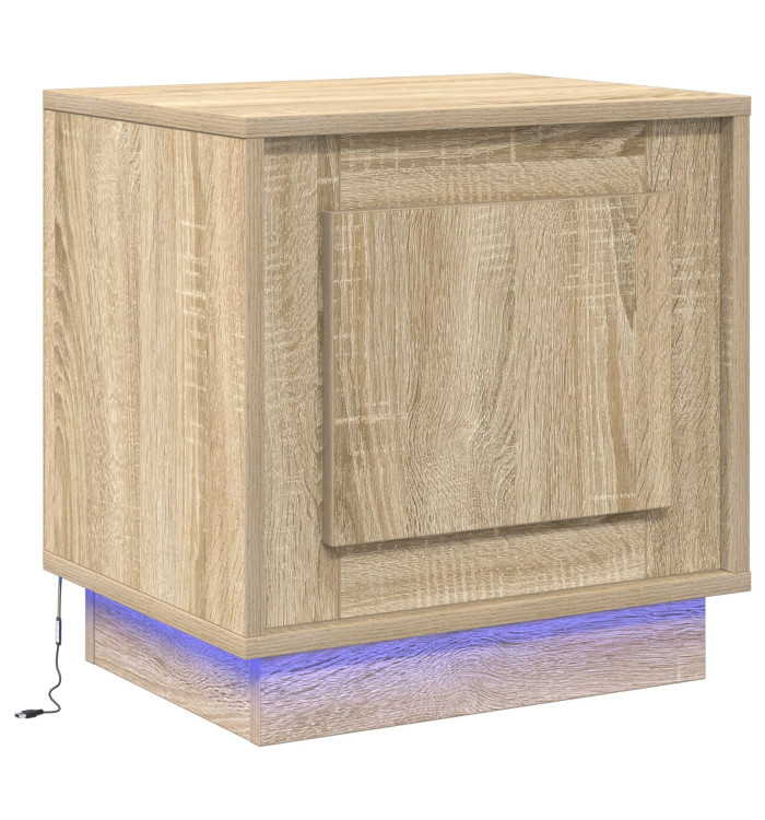Table de chevet avec lumières LED Chêne Sonoma 44x34,5x45 cm | Mobilier & Déco