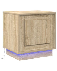 Table de chevet avec lumières LED Chêne Sonoma 44x34,5x45 cm | Mobilier & Déco