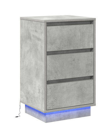 Cabinet de Chevet avec Éclairage LED Gris Béton 39x34,5x65 cm Bois d'ingénierie | Mobilier & Déco