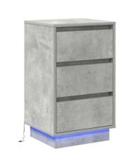 Cabinet de Chevet avec Éclairage LED Gris Béton 39x34,5x65 cm Bois d'ingénierie | Mobilier & Déco