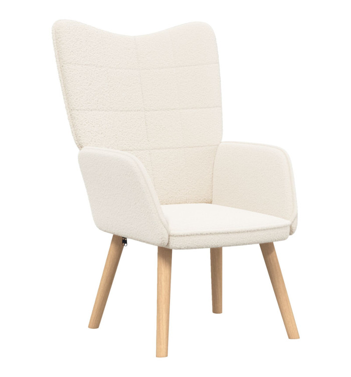 Fauteuil relaxant en tissu crémeux imitation laine bouclée | Mobilier & Déco