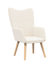 Fauteuil relaxant en tissu crémeux imitation laine bouclée | Mobilier & Déco