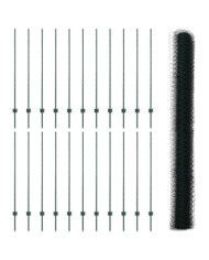 Poteaux de clôture 11 pcs U-Channel Vert 140 cm Acier, Clôture hexagonale verte 1,4x50 m Acier | Mobilier & Déco
