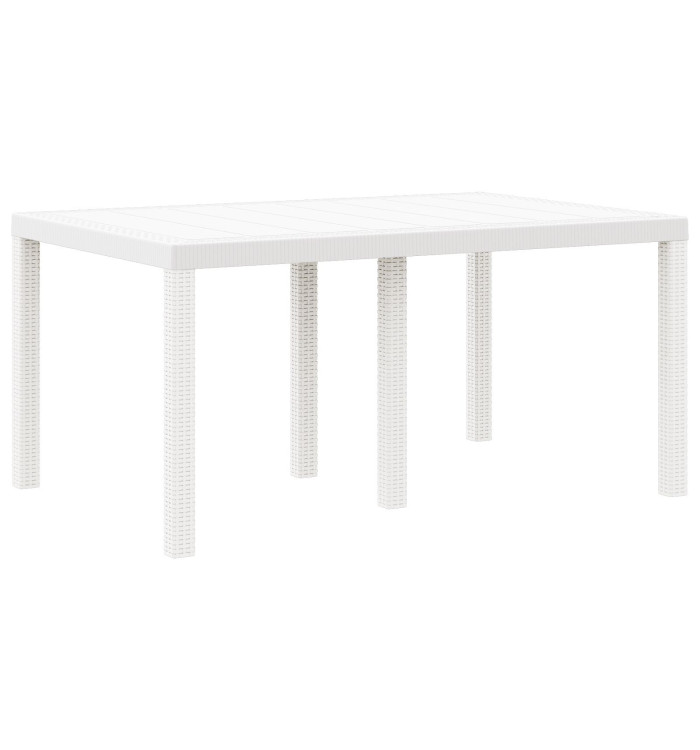 Table de Jardin Blanche 150x100x73 cm en Poly Rattan | Mobilier & Déco