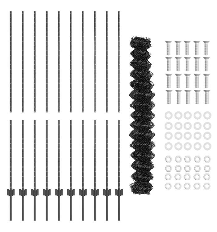 Clôture treillis avec 20 U Posts Gris 1.5x10 m Acier | Mobilier & Déco