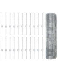 Clôture en fil soudé avec 22 poteaux U Argent 0.4x50 m Acier | Mobilier & Déco