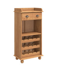Vitrine à vin ASKIM avec 12 porte-bouteilles en bois massif de pin marron miel | Mobilier & Déco