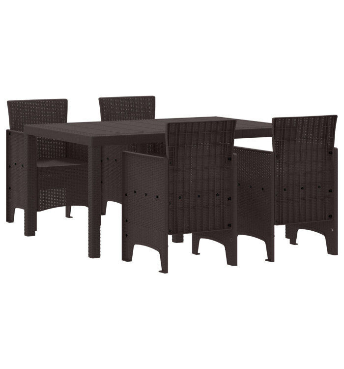 Ensemble de Salle à Manger de Jardin de 5 Pièces en Poly Rattan Marron | Mobilier & Déco