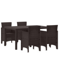 Ensemble de Salle à Manger de Jardin de 5 Pièces en Poly Rattan Marron | Mobilier & Déco