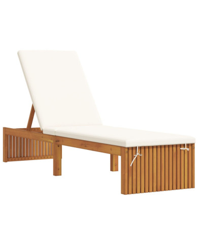 Chaise longue avec coussin 200x55x30 cm en bois d'acacia | Mobilier & Déco
