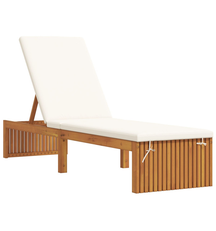 Chaise longue avec coussin 200x55x30 cm en bois d'acacia | Mobilier & Déco