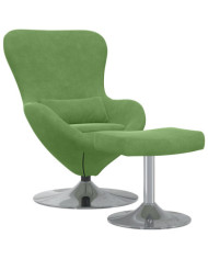 Fauteuil œuf avec repose-pieds en velours vert clair | Mobilier & Déco