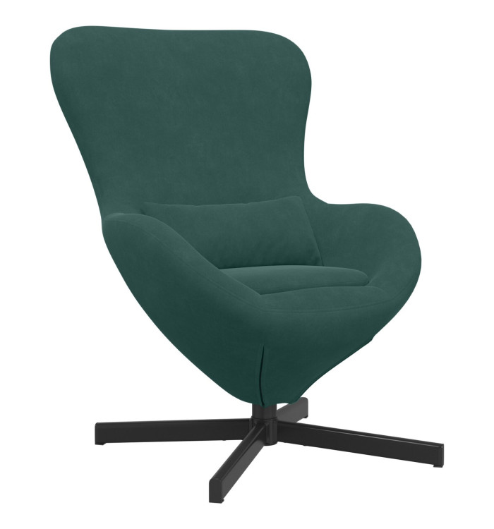 Fauteuil œuf en velours vert foncé | Mobilier & Déco
