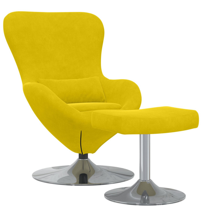 Fauteuil Œuf avec repose-pieds en velours jaune | Mobilier & Déco