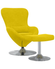 Fauteuil Œuf avec repose-pieds en velours jaune | Mobilier & Déco