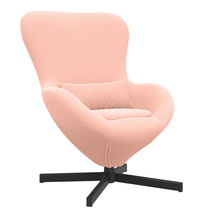 Chaise Œuf en Tissu Bouclé Rose | Mobilier & Déco