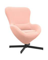 Chaise Œuf en Tissu Bouclé Rose | Mobilier & Déco