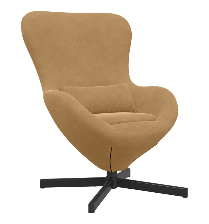 Fauteuil Oeuf en Velours Marron | Mobilier & Déco