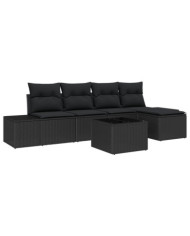 Ensemble de Canapés de Jardin 6 Pièces avec Coussins Beige Poly Rattan | Mobilier & Déco