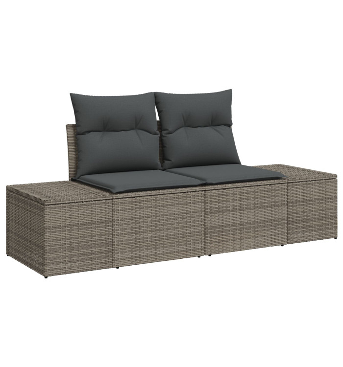 Canapé de jardin 2 places avec rangements et coussins Gris Poly Rotin | Mobilier & Déco