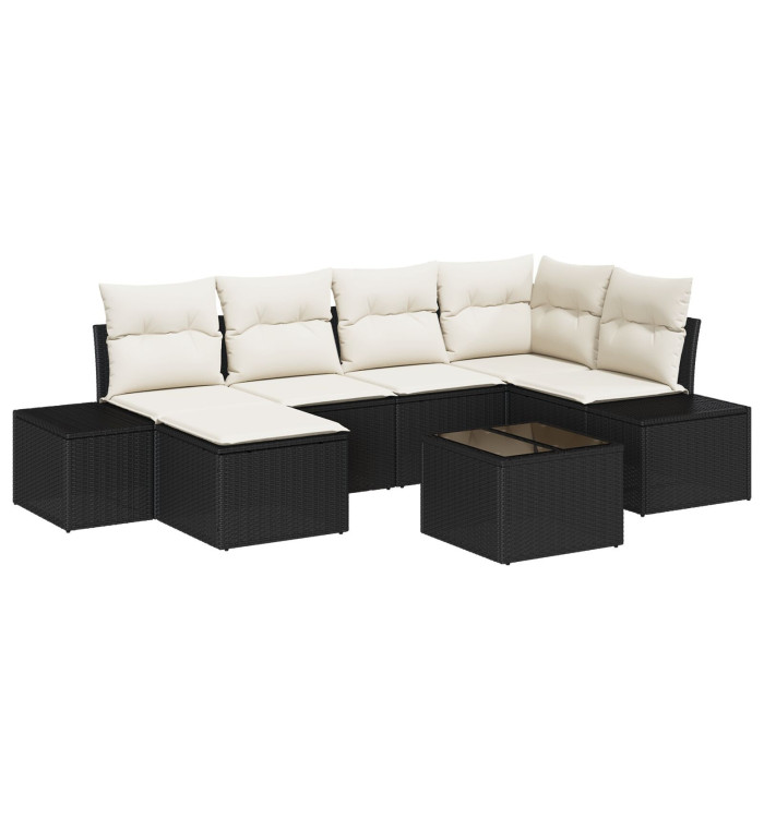 Ensemble de Canapés de Jardin 6 Pièces avec Coussins Brown Poly Rattan | Mobilier & Déco
