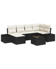 Ensemble de Canapés de Jardin 6 Pièces avec Coussins Brown Poly Rattan | Mobilier & Déco