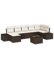 Ensemble de 7 pièces de canapé de jardin avec coussins en gris rotin synthétique | Mobilier & Déco