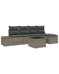 Ensemble de Canapé de Jardin de 5 Pièces avec Coussins Rattan Poly Noir | Mobilier & Déco