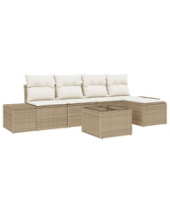 Ensemble de 6 Pièces de Canapé de Jardin avec Coussins en Rattan Marron | Mobilier & Déco