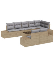 Ensemble de canapés de jardin de 9 pièces avec coussins en poly rotin noir | Mobilier & Déco