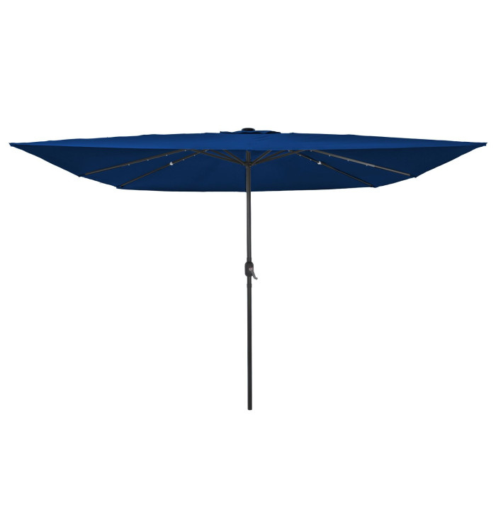 Parasol carré pour le jardin avec lumières LED 295x245 cm Bleu azur | Mobilier & Déco