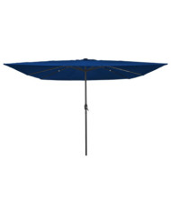 Parasol carré pour le jardin avec lumières LED 295x245 cm Bleu azur | Mobilier & Déco