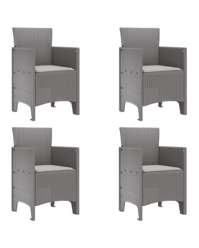 Chaises de jardin avec coussins 4 pcs gris clair poly rattan | Mobilier & Déco