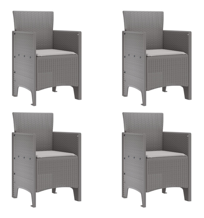Chaises de jardin avec coussins 4 pcs gris clair poly rattan | Mobilier & Déco
