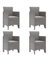 Chaises de jardin avec coussins 4 pcs gris clair poly rattan | Mobilier & Déco