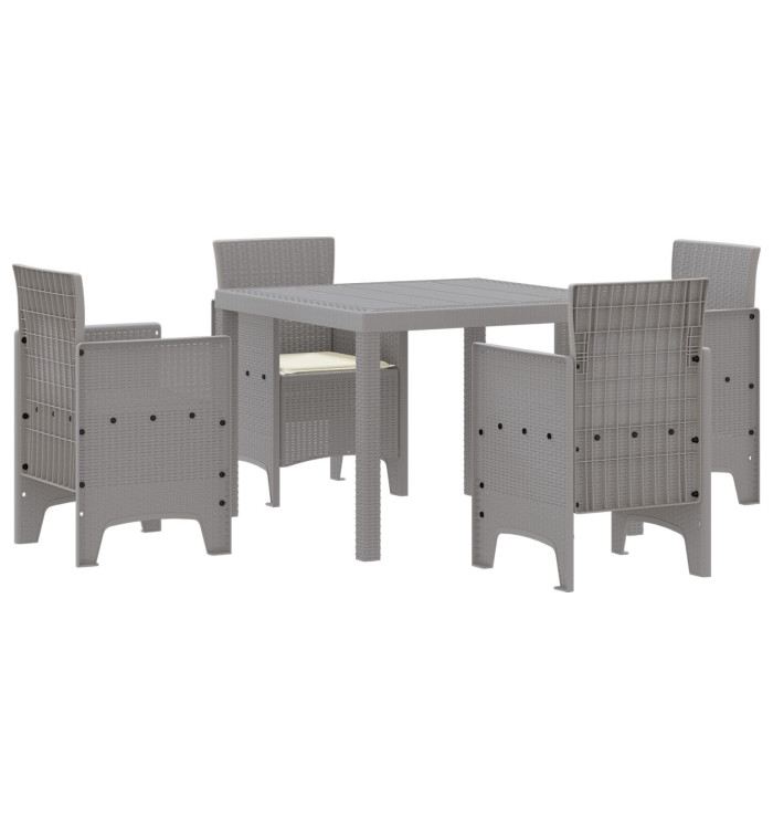 Ensemble de salle à manger de jardin 5 pièces avec coussins en polyrotin gris clair | Mobilier & Déco