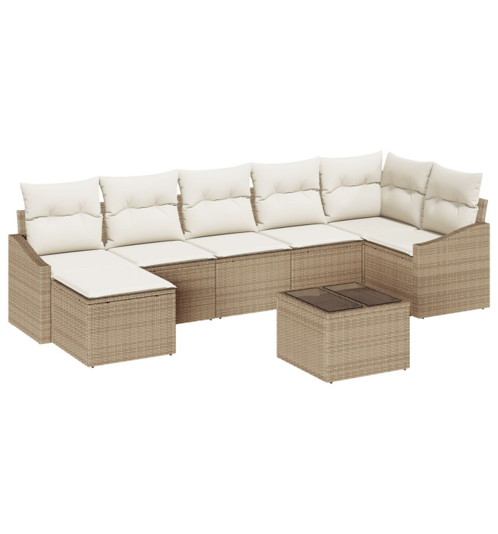 Ensemble de salle à manger de jardin de 8 pièces avec coussins en rotin synthétique marron | Mobilier & Déco