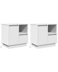 Cabinets de chevet avec LED 2 pcs Blanc 50x34,5x50 cm | Mobilier & Déco